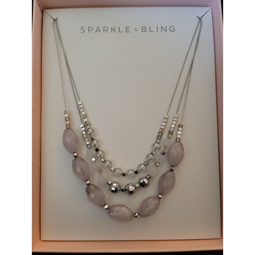 Beautiful Sparkle & Bling 3 Row Necklace 18in